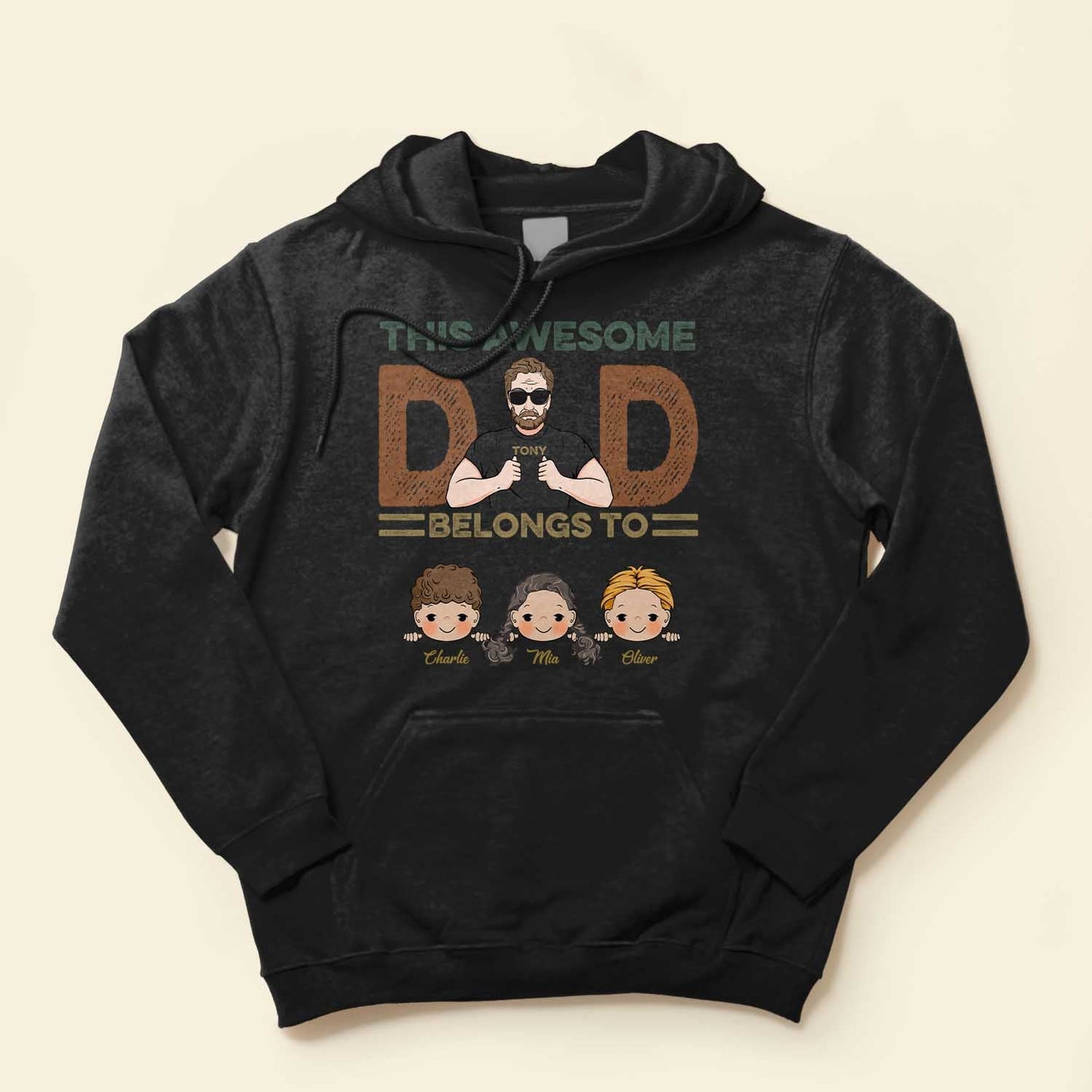 This Awesome Dad, Grandpa Belongs To - Personalized Shirt - Cute Kids Peeking