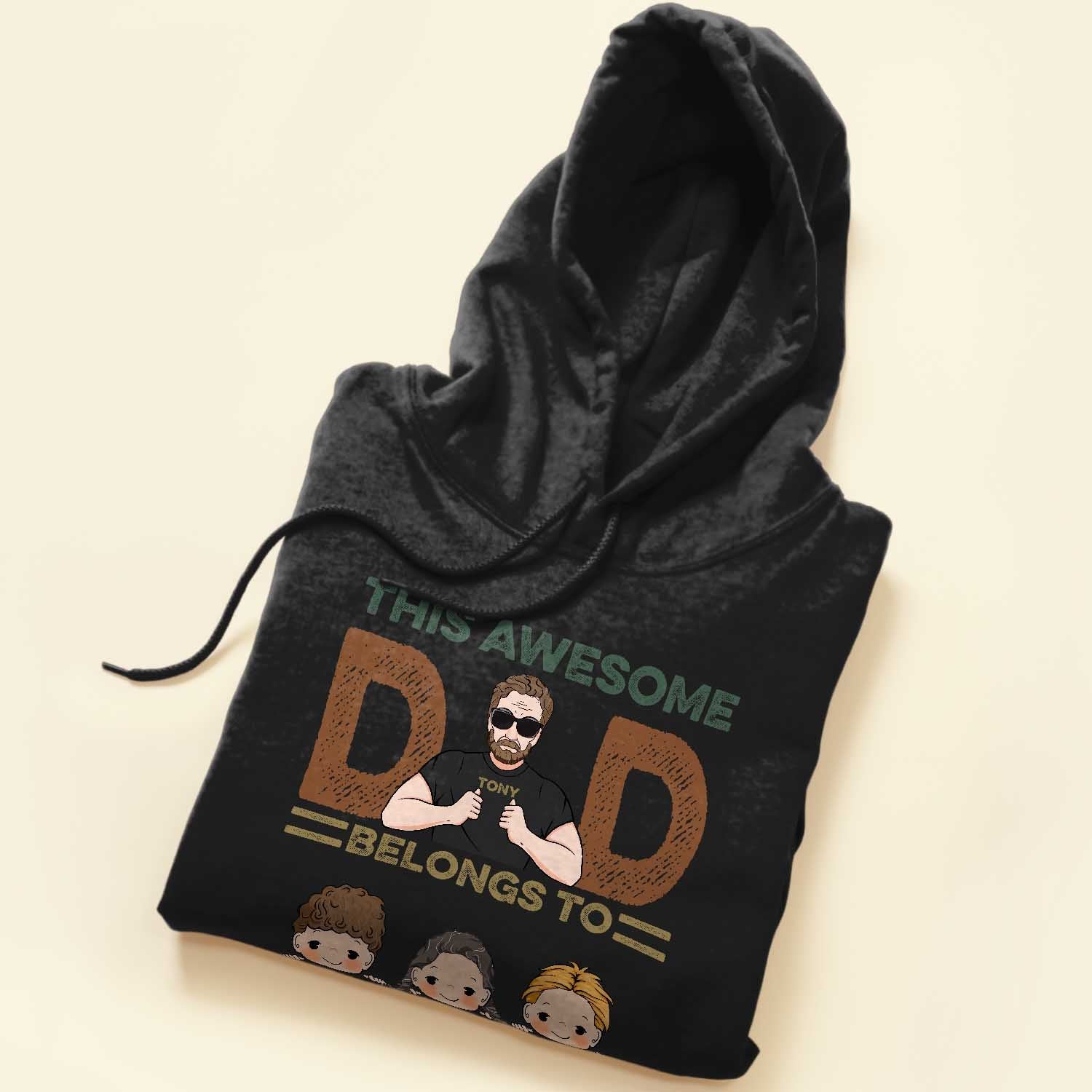 This Awesome Dad, Grandpa Belongs To - Personalized Shirt - Cute Kids Peeking