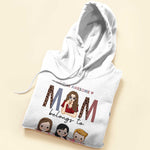 This Awesome Mom Belongs To - Personalized Shirt - Cute Kids Peeking