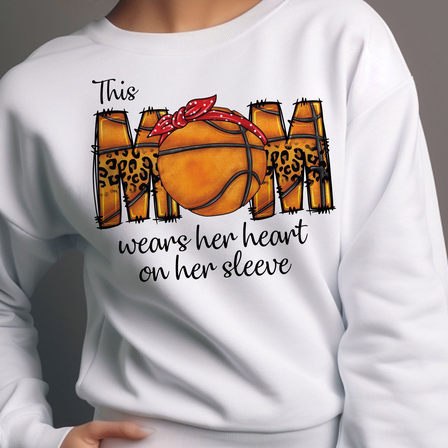 This Basketball Mom Wear Her Heart On Her Sleeve - Personalized Sweatshirt