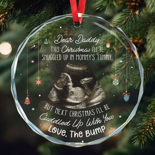 This Christmas I'll Be Snuggled Up From Bump - Personalized Glass Photo Ornament