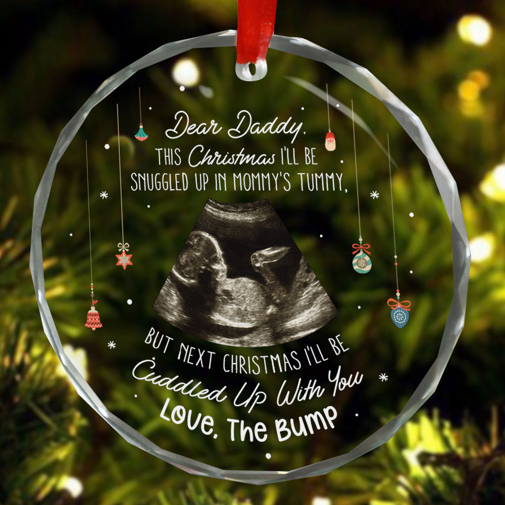 This Christmas I'll Be Snuggled Up From Bump - Personalized Glass Photo Ornament