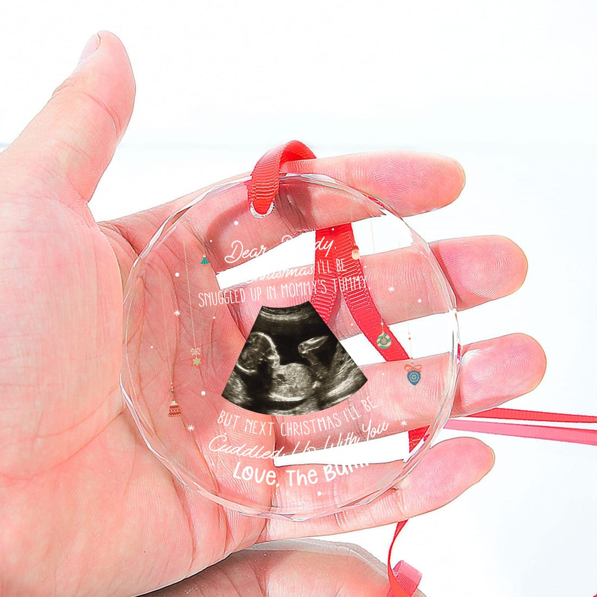 This Christmas I'll Be Snuggled Up From Bump - Personalized Glass Photo Ornament