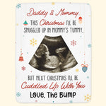 This Christmas I'll Be Snuggled Up In Mommy's Tummy - Personalized Photo Blanket