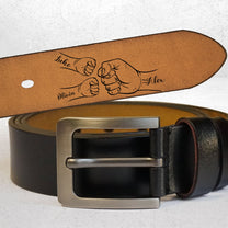 This Guy Is One Awesome Dad Fist Bumps - Personalized Engraved Leather Belt