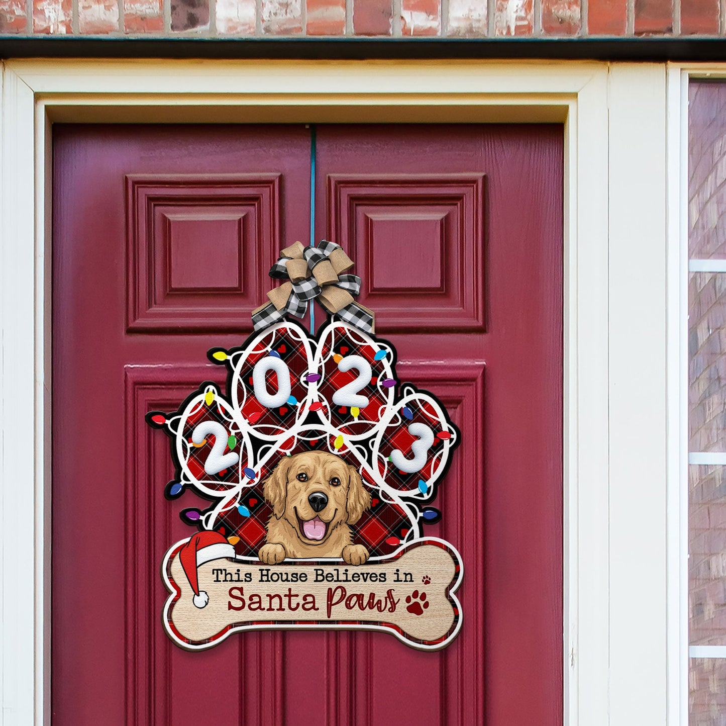 This House Believes In Santa Paws - Personalized Wood Sign