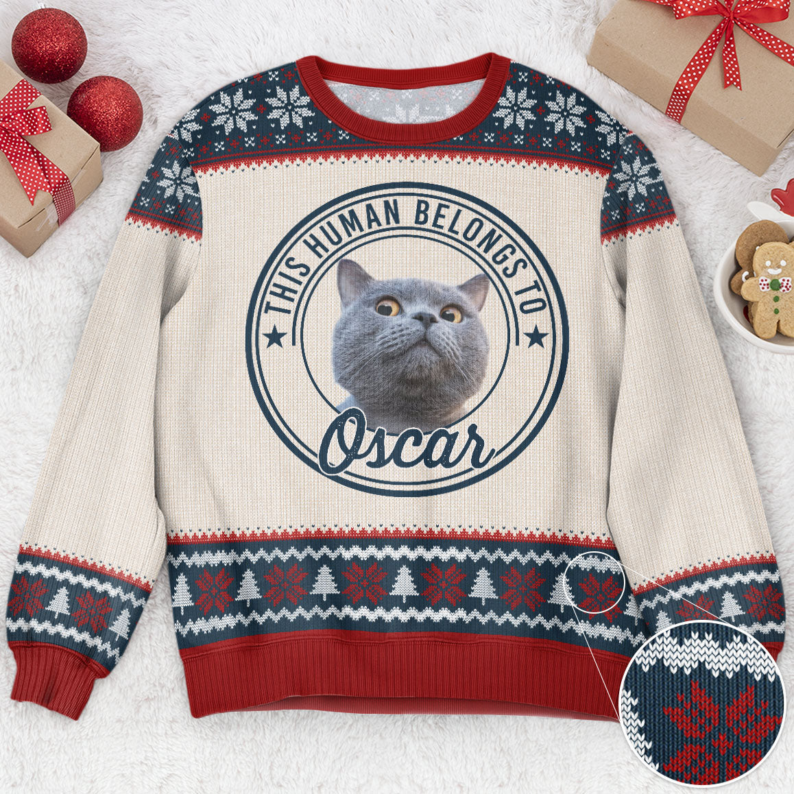 This Human Belongs To - Personalized Ugly Sweater