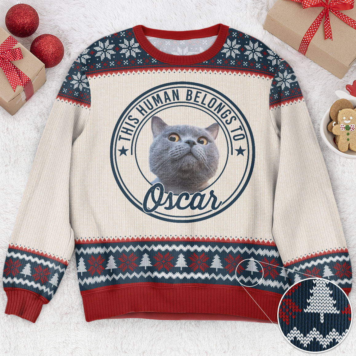 This Human Belongs To - Personalized Ugly Sweater