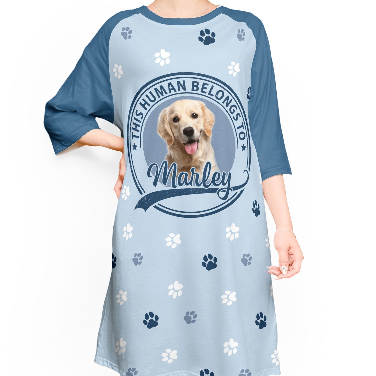 This Human Belongs To - Personalized 3/4 Sleeve Dress