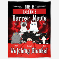 This Is Horror Movie Watching Blanket - Personalized Blanket - Halloween Gift For Cat Lover
