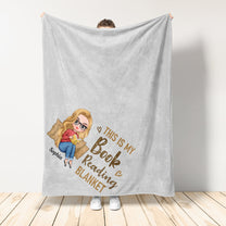 This Is My Book Reading Blanket - Personalized Blanket - Birthday Gift For Book Lovers  - Chibi Girls