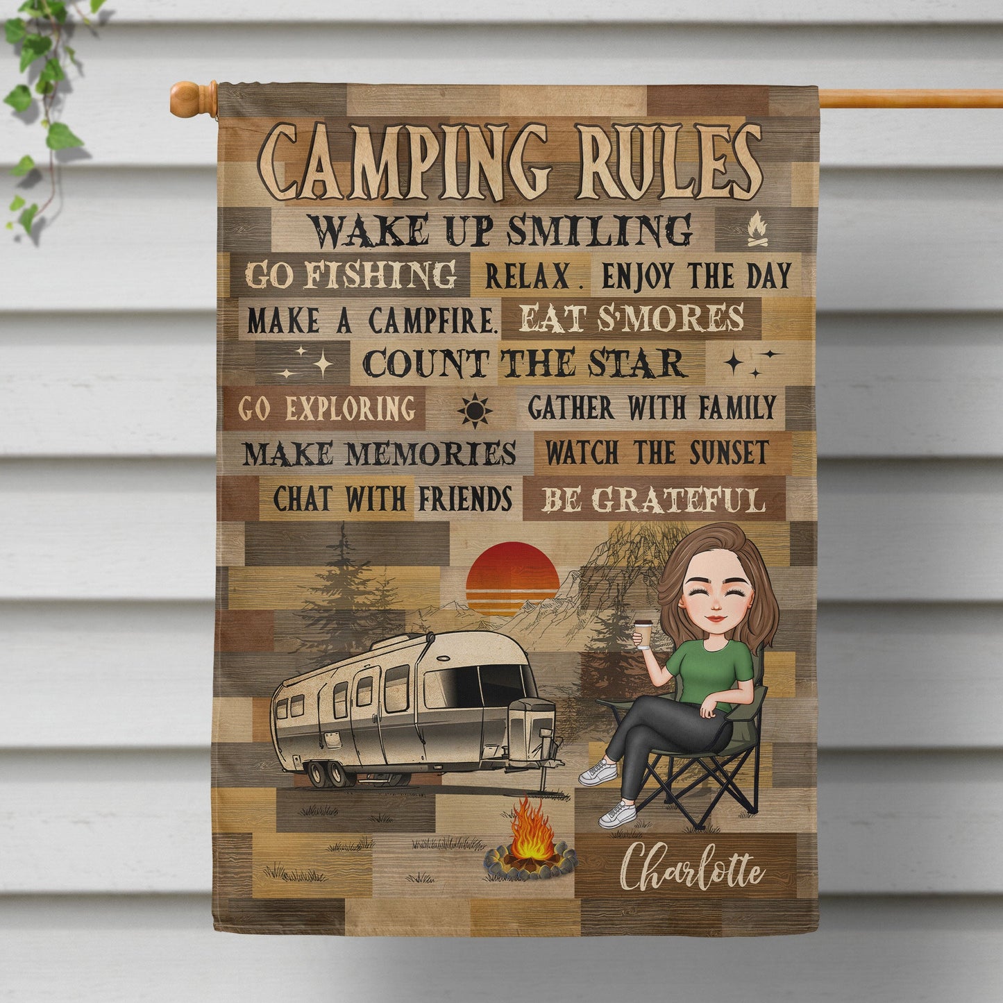 This Is My Camping Rules - Personalized Flag