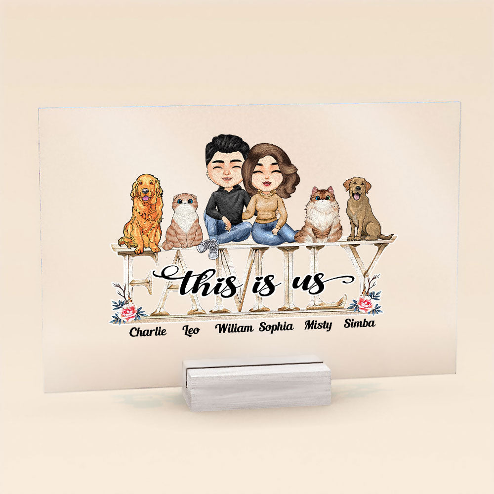 This Is Our Family - Personalized Acrylic Plaque - Birthday, Anniversary, Decoration Gift For Family, Dog & Cat Lovers