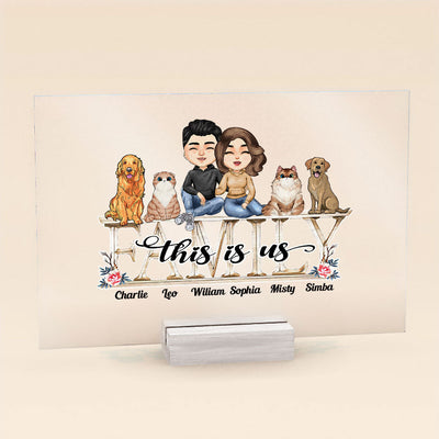 This Is Our Family - Personalized Acrylic Plaque - Birthday, Anniversary, Decoration Gift For Family, Dog & Cat Lovers