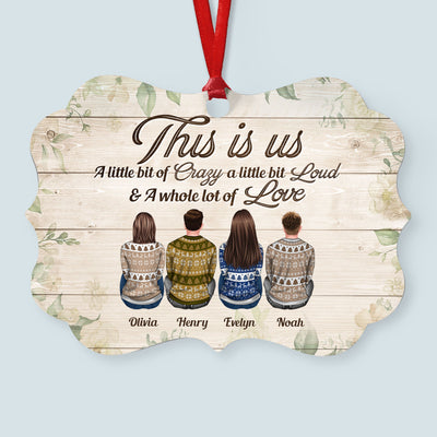 This Is Us - Personalized Aluminum Ornament - Christmas Decoration Gift For Friends, Family - Ugly Christmas Sweater Sitting