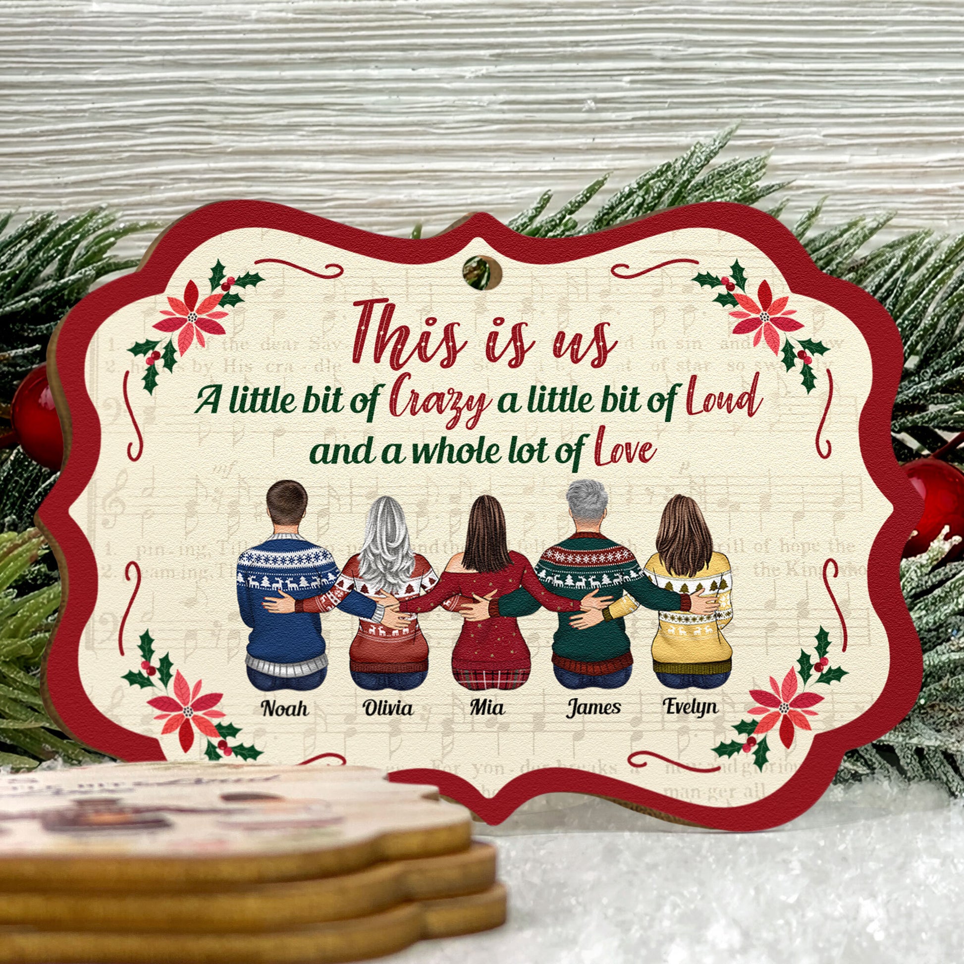 Our Family - Personalized Wooden Ornament - Christmas Gift For Family Members, Brothers, Sisters