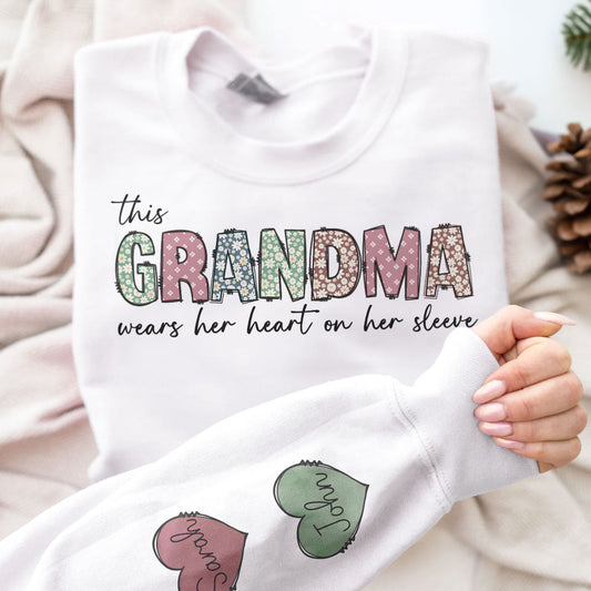 This Mama Wear Her Heart On Her Sleeve - Personalized Sweatshirt