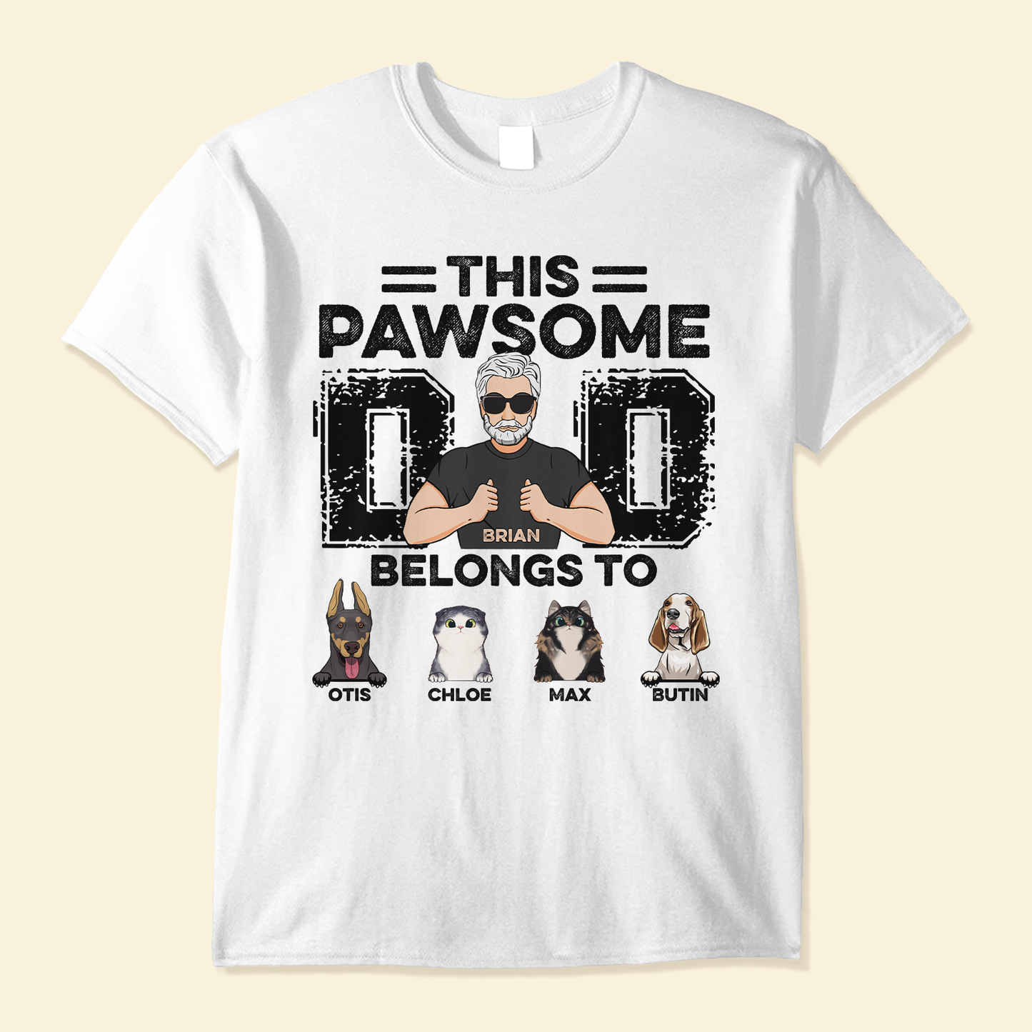 This Pawsome Dad Belongs To - Personalized Shirt - Father's Day, Birthday Gift For Dog & Cat Lover, Dad, Father, Grandpa