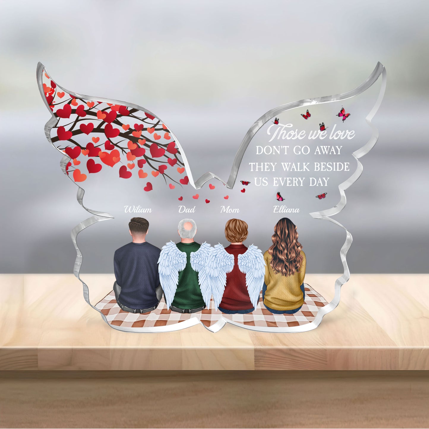 Those We Love Don't Go Away - Personalized Butterfly-Shaped Acrylic Plaque