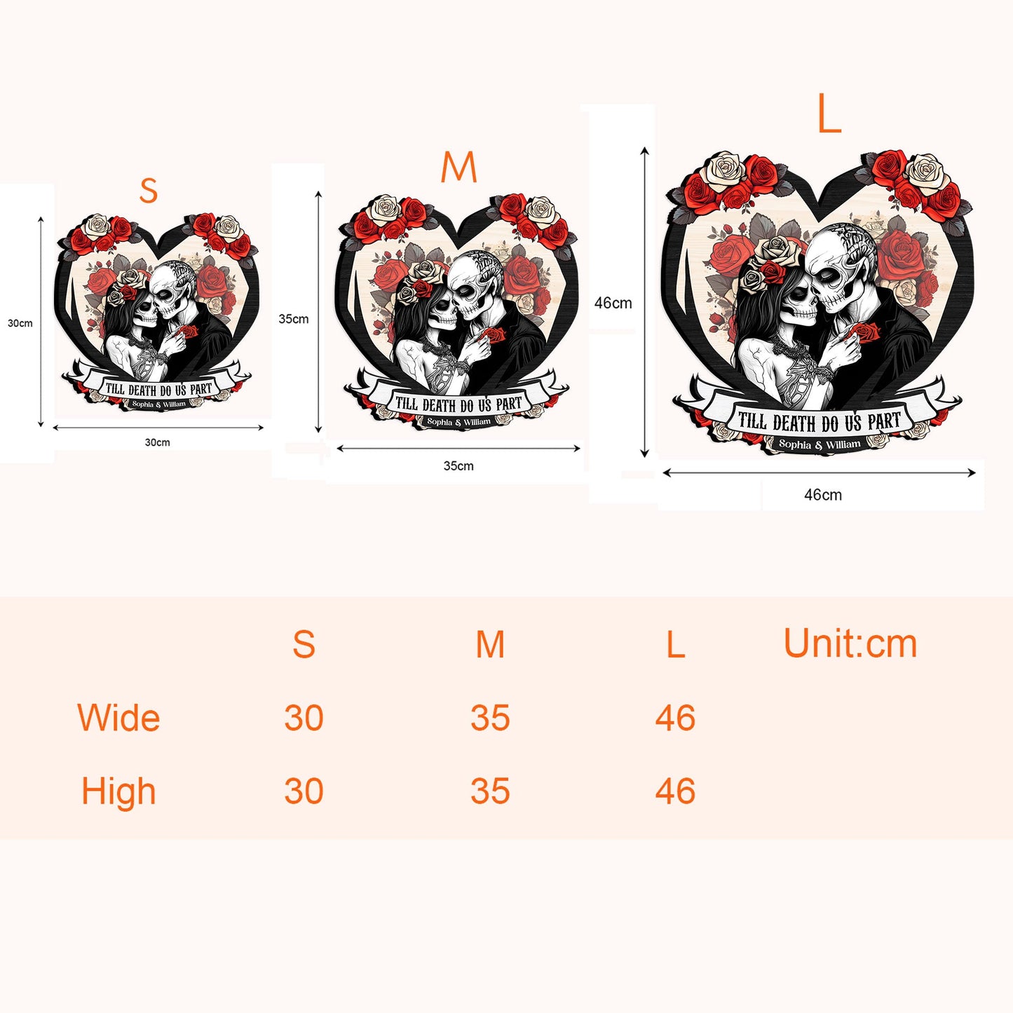 Til Death Do Us Part Couple Skull - Personalized Custom Shaped Wood Sign
