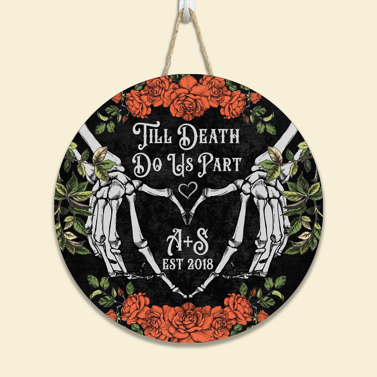 Till Death Do Us Part - Personalized Round Wood Sign