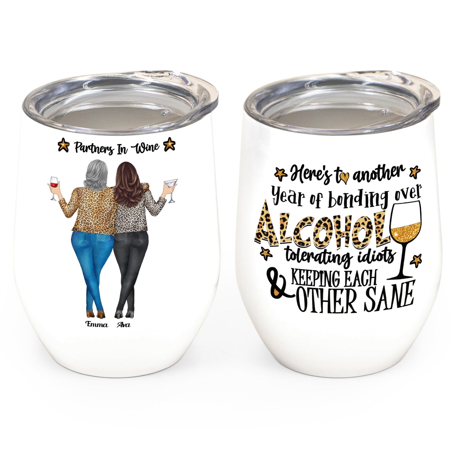 To Another Year Of Bonding - Personalized Wine Tumbler - Gift For Friends, Wine Sisters, Hangover Friends