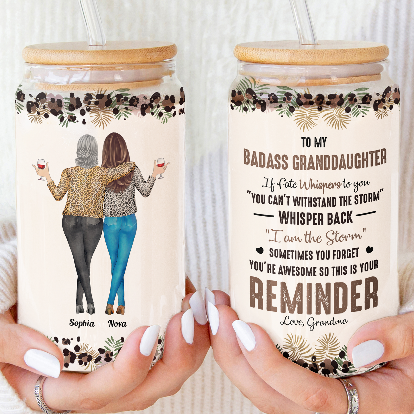 To My Badass Granddaughter From Grandma - Personalized Clear Glass Cup