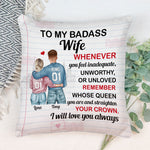 To My Badass Wife - Personalized Pillow - Valentine Gift For Wife, Girlfriend, Fiancee