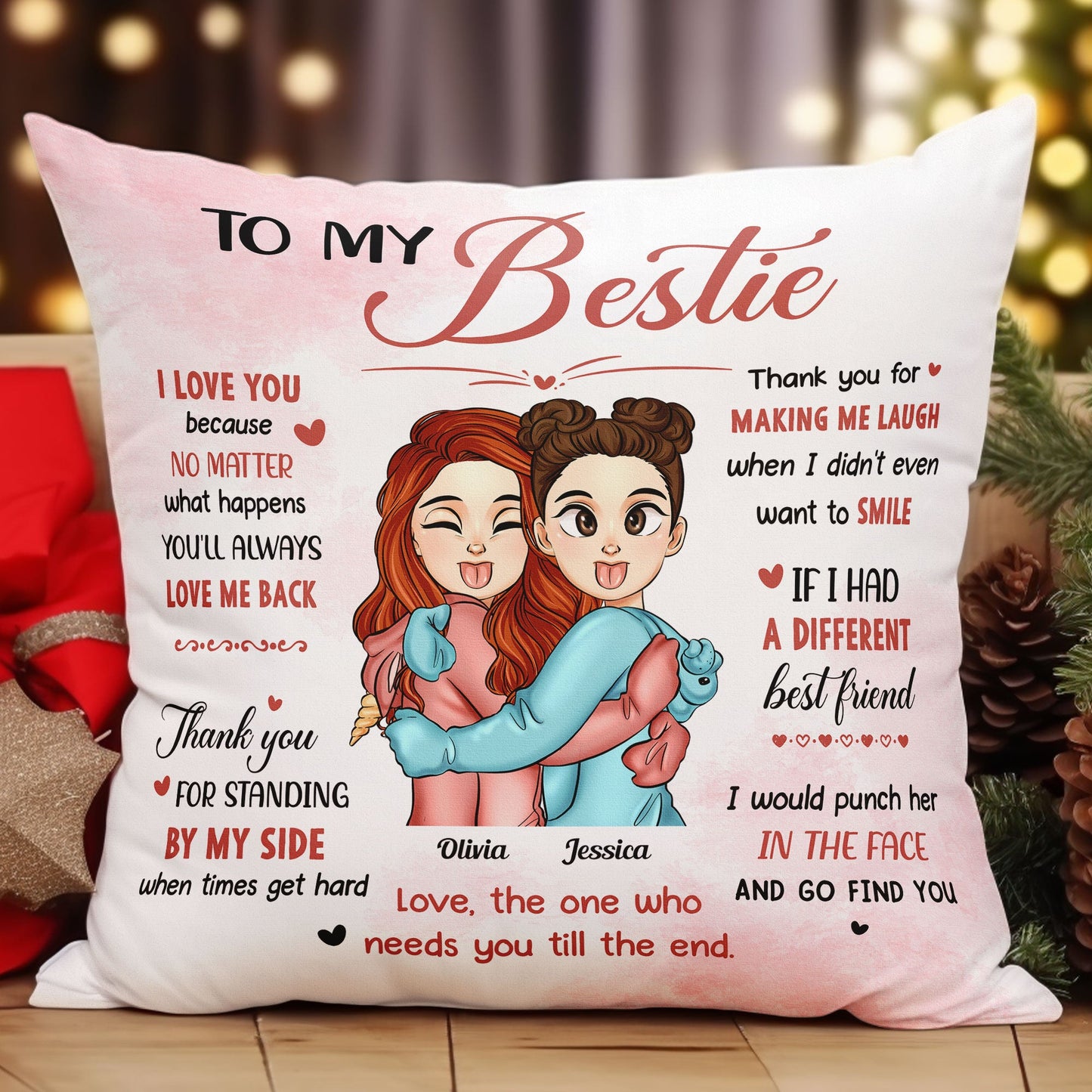 To My Bestie - Personalized Pillow (Insert Included)