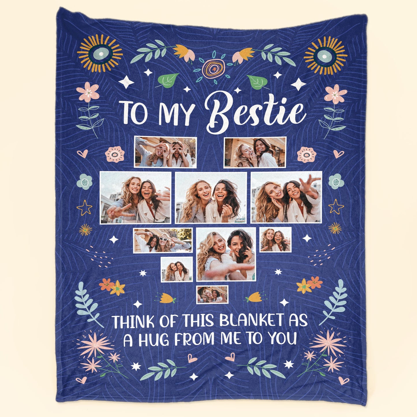 To My Bestie Think Of This Blanket As A Hug From Me - Personlized Photo Blanket