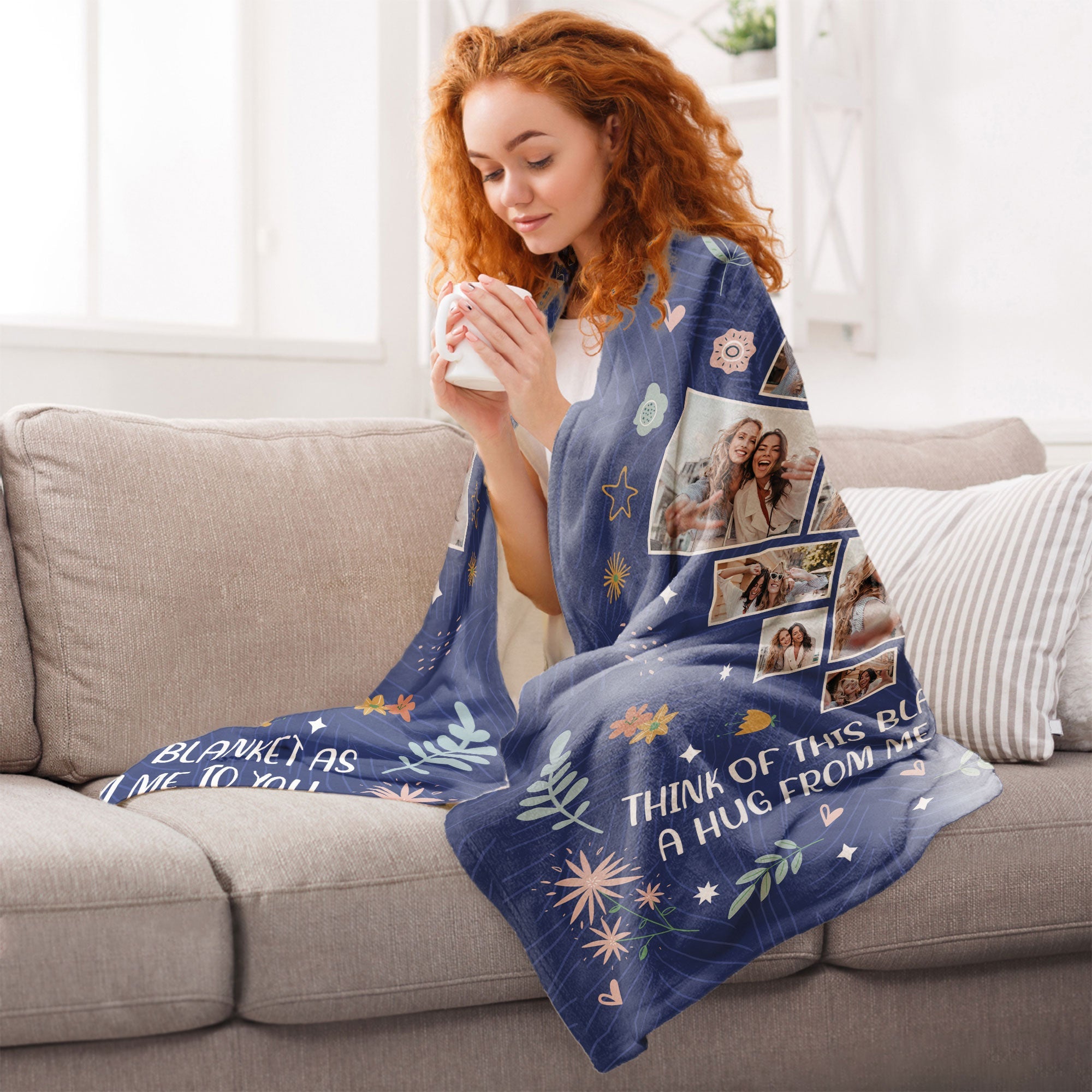 To My Bestie Think Of This Blanket As A Hug From Me - Personlized Photo Blanket