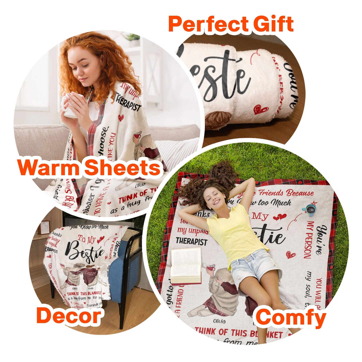 To My Bestie Think Of This Blanket As A Hug - Personalized Blanket