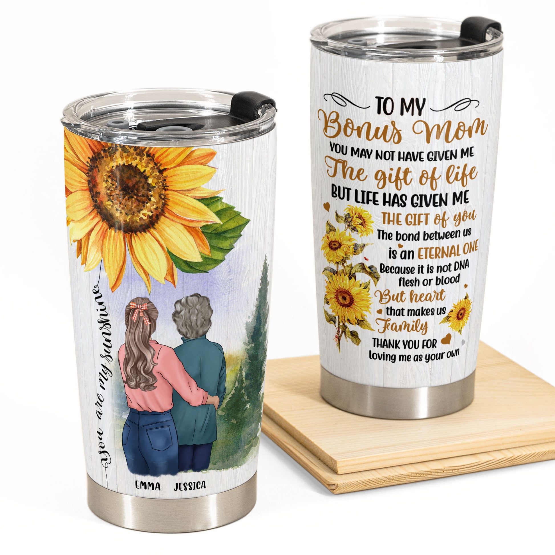 To My Bonus Mom - Personalized Tumbler Cup - Birthday, Mother's