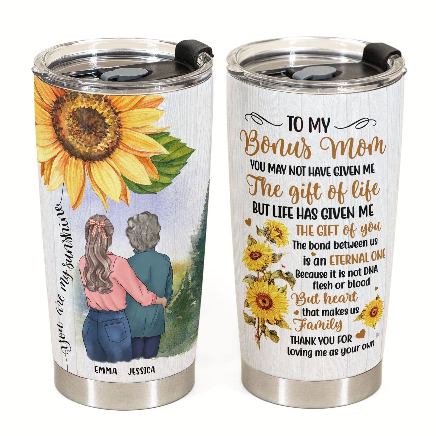 To My Bonus Mom - Personalized Tumbler Cup - Birthday, Mother's Day Gift For Mother, Bonus Mom, Step Mom