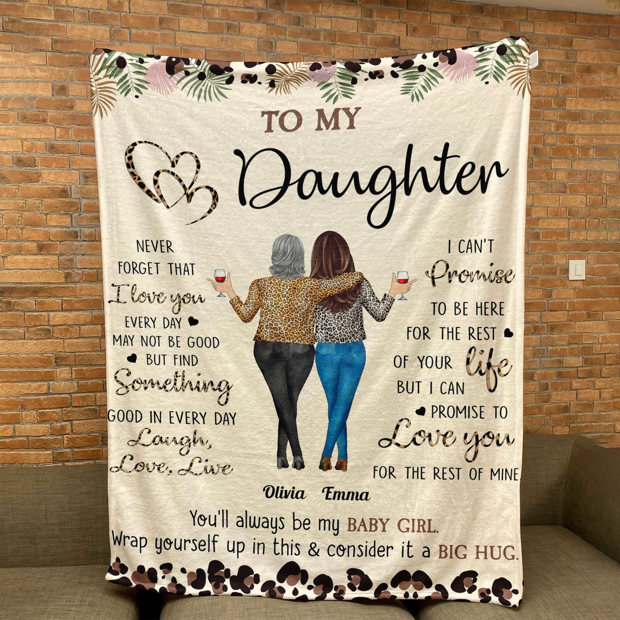 To My Daughter I Love You From Mom - Personalized Daughter Blanket