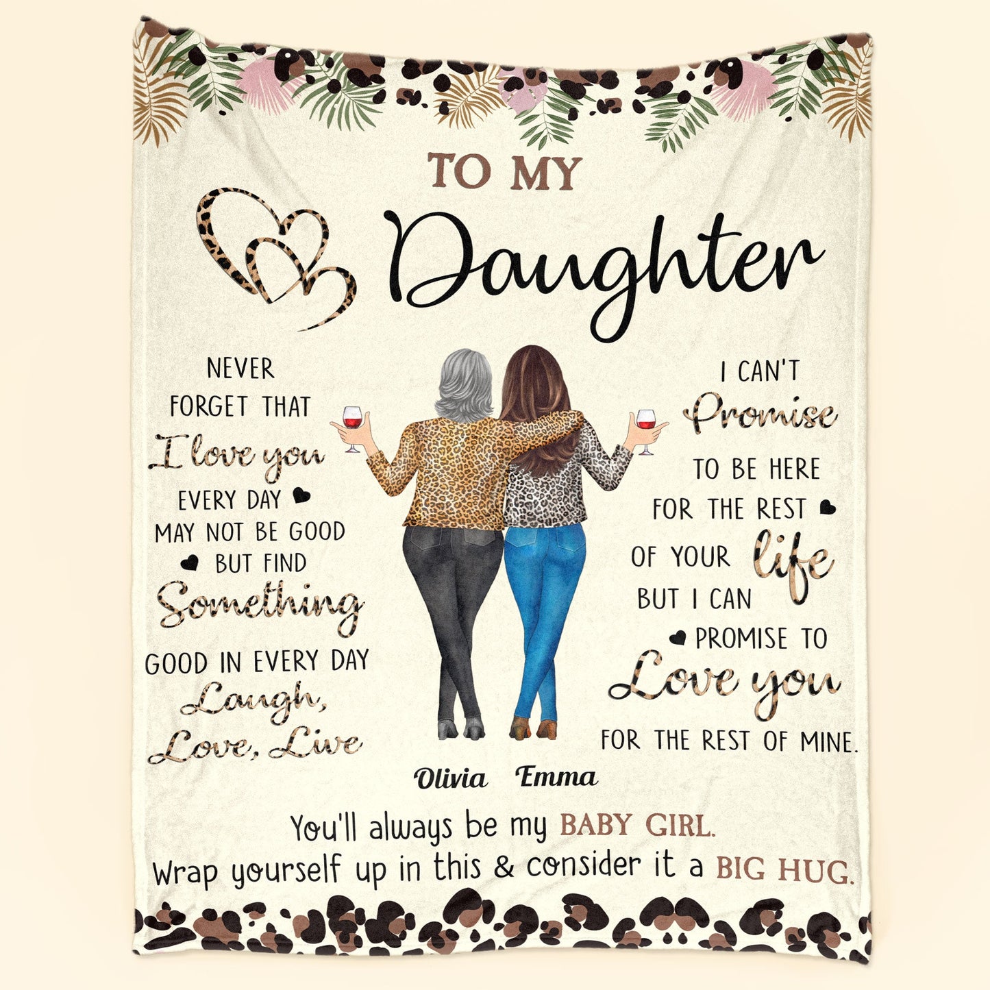 To My Daughter I Love You From Mom - Personalized Daughter Blanket