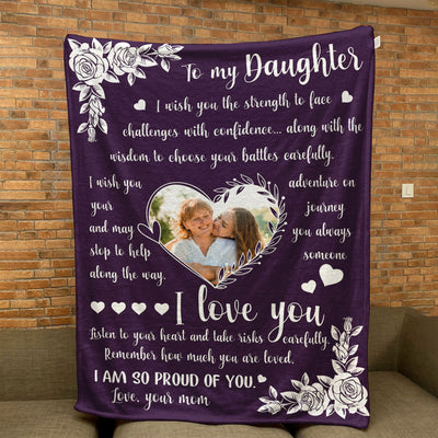 To My Daughter I Love You - Personalized Photo Blanket