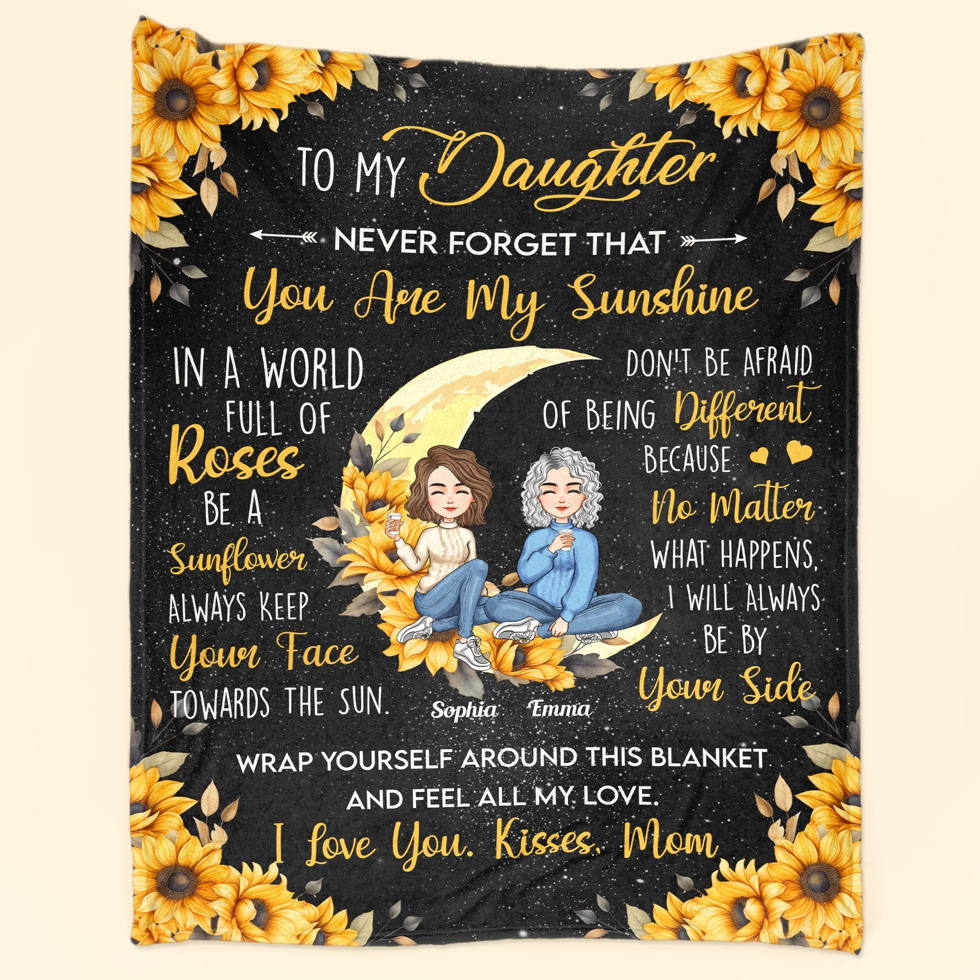 To My Daughter You Are My Sunshine Sunflower Personalized Blanket Macorner