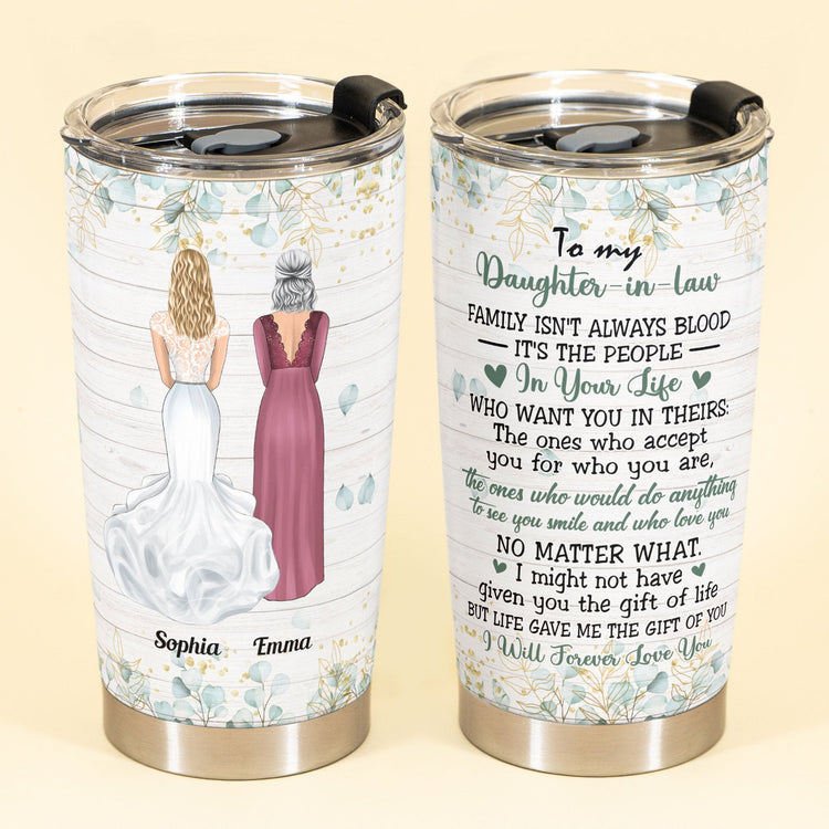 To My Daughter-in-law - Personalized Tumbler Cup - Birthday Wedding Gift For Daughter-in-law, Bonus Daughter - Gift From Mom, Mother-in-law