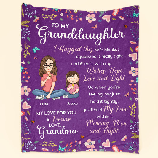 To My Granddaughter Hugg This Soft Blanket From Grandma - Personalized Blanket