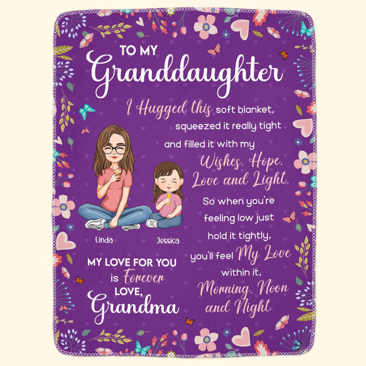 To My Granddaughter Hugg This Soft Blanket From Grandma - Personalized Blanket