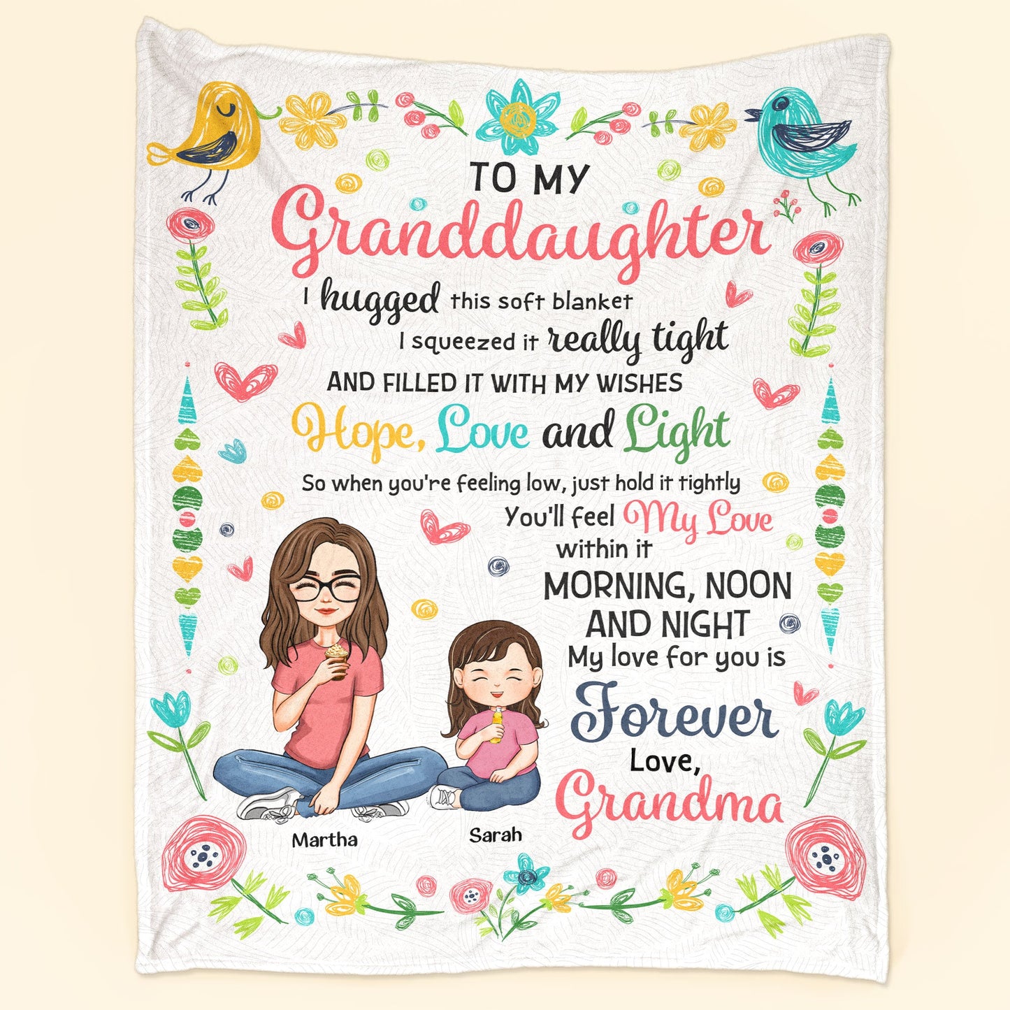 To My Granddaughter Hugg This Soft Blanket From Grandma - Personalized Blanket