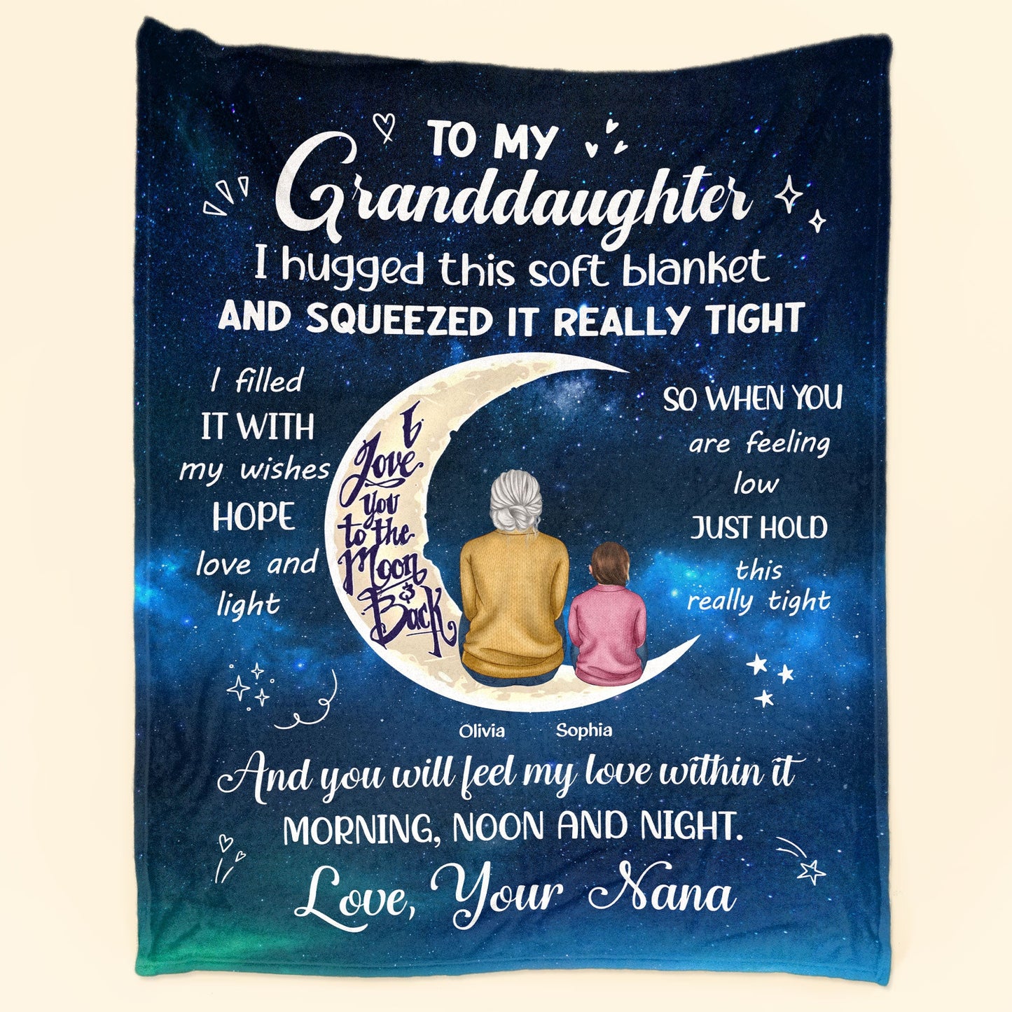 To My Granddaughter I Love You To The Moon And Back - Personalized Blanket