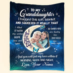 To My Granddaughter I Love You To The Moon And Back - Personalized Photo Blanket