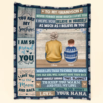 To My Grandson I Love You - Personalized Photo Blanket