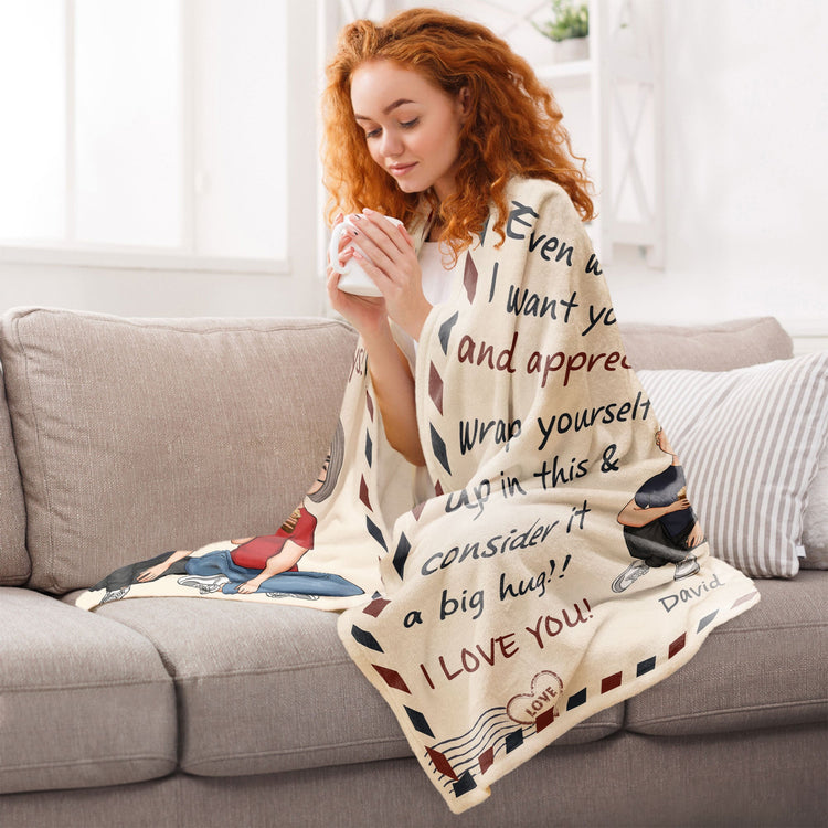 To My Mom I'm Not Close By Hug This Long Distance From Son - Personalized Blanket