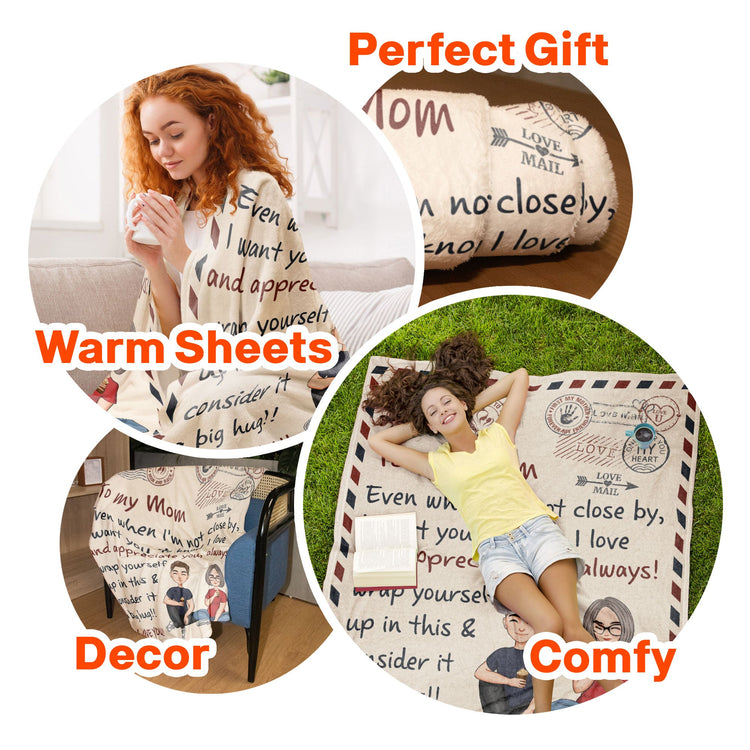 To My Mom I'm Not Close By Hug This Long Distance From Son - Personalized Blanket