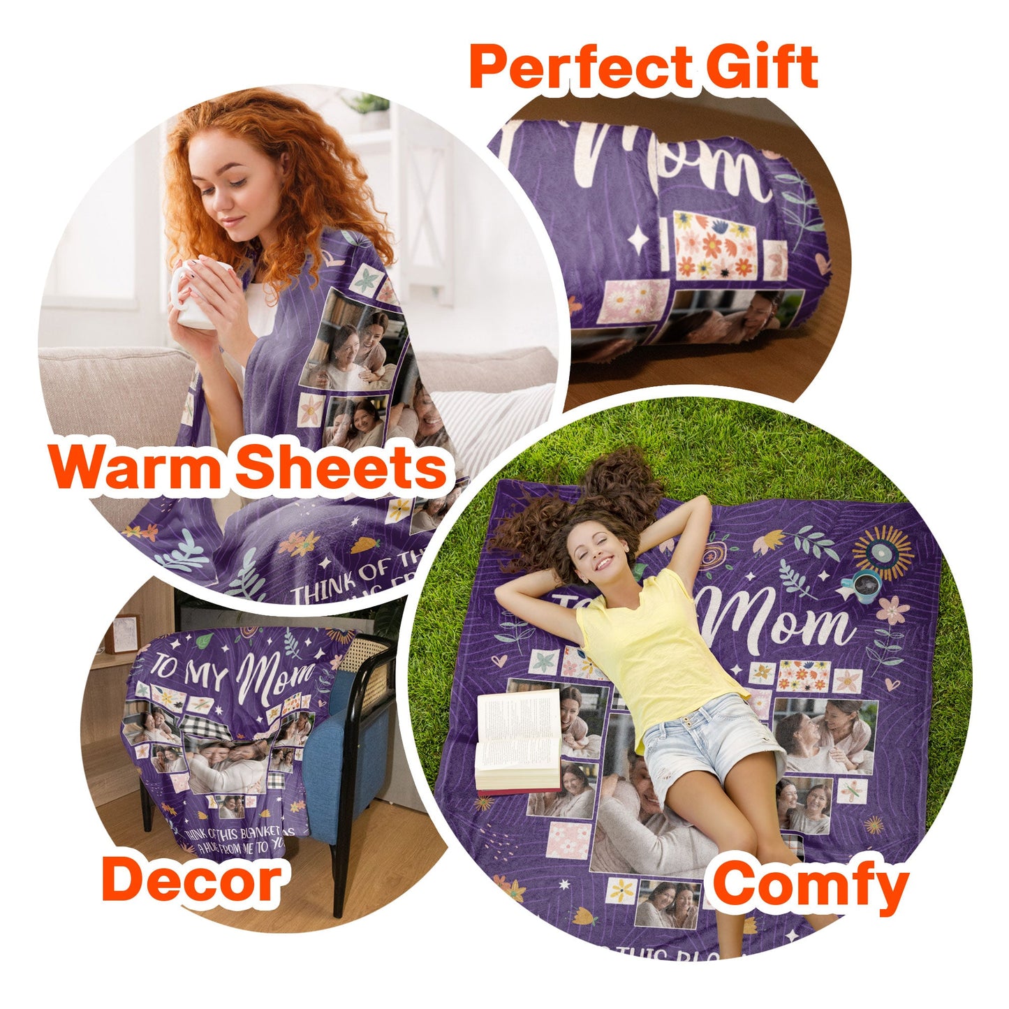 To My Mom Think Of This Blanket As A Big Hug - Personalized Photo Blanket