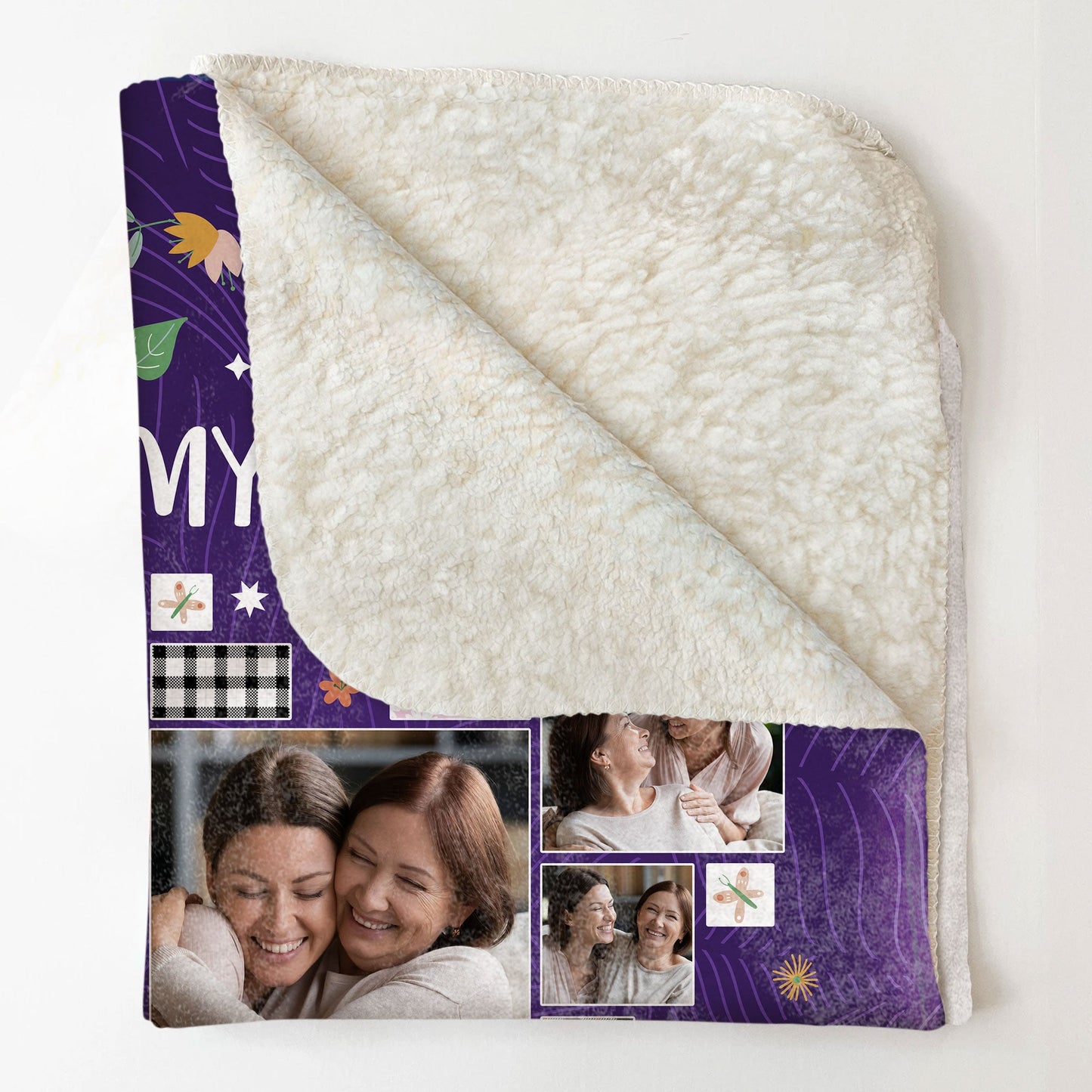 To My Mom Think Of This Blanket As A Big Hug - Personalized Photo Blanket