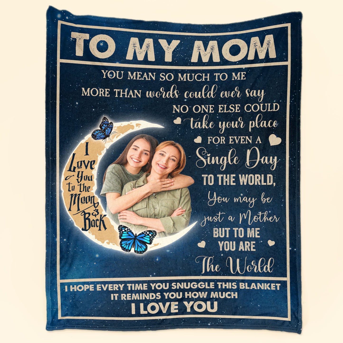 To My Mom You Are The World - Personalized Photo Blanket